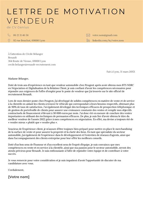 Exemple de lettre de motivation pour la mode et le .